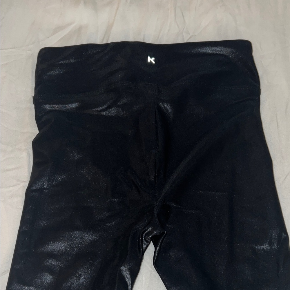 Koral Black Shiny Mid-Rise Leggings
